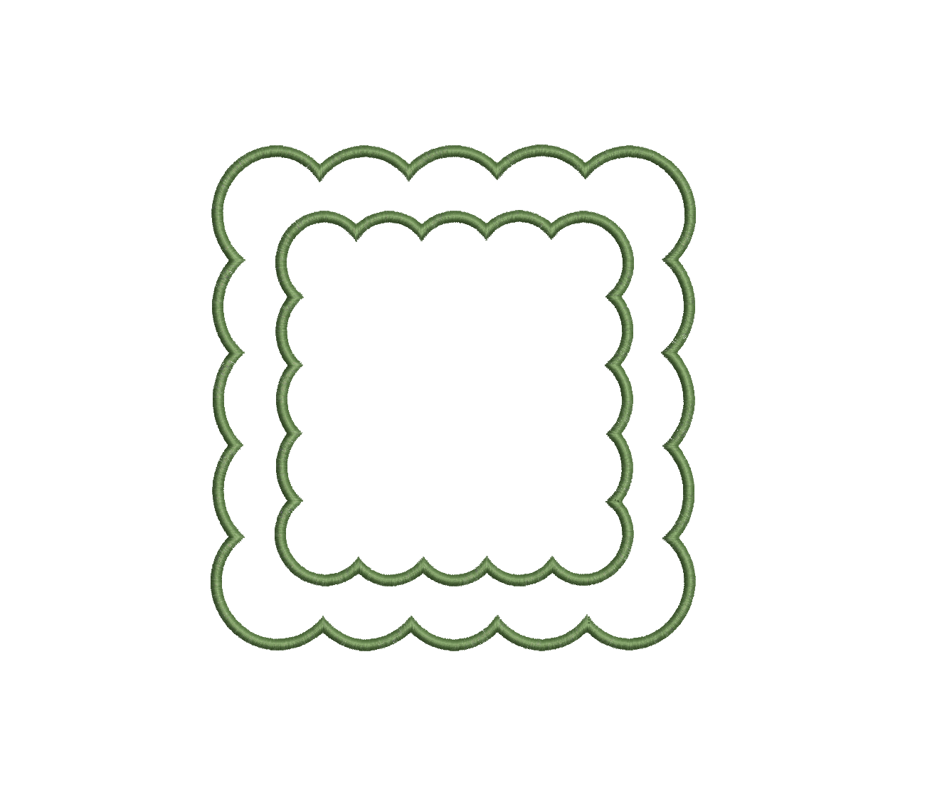 Double Satin Scalloped Applique Square PES DST JEF ++ Machine Embroidery Design, 5 Sizes, Instant Download, instructions Included