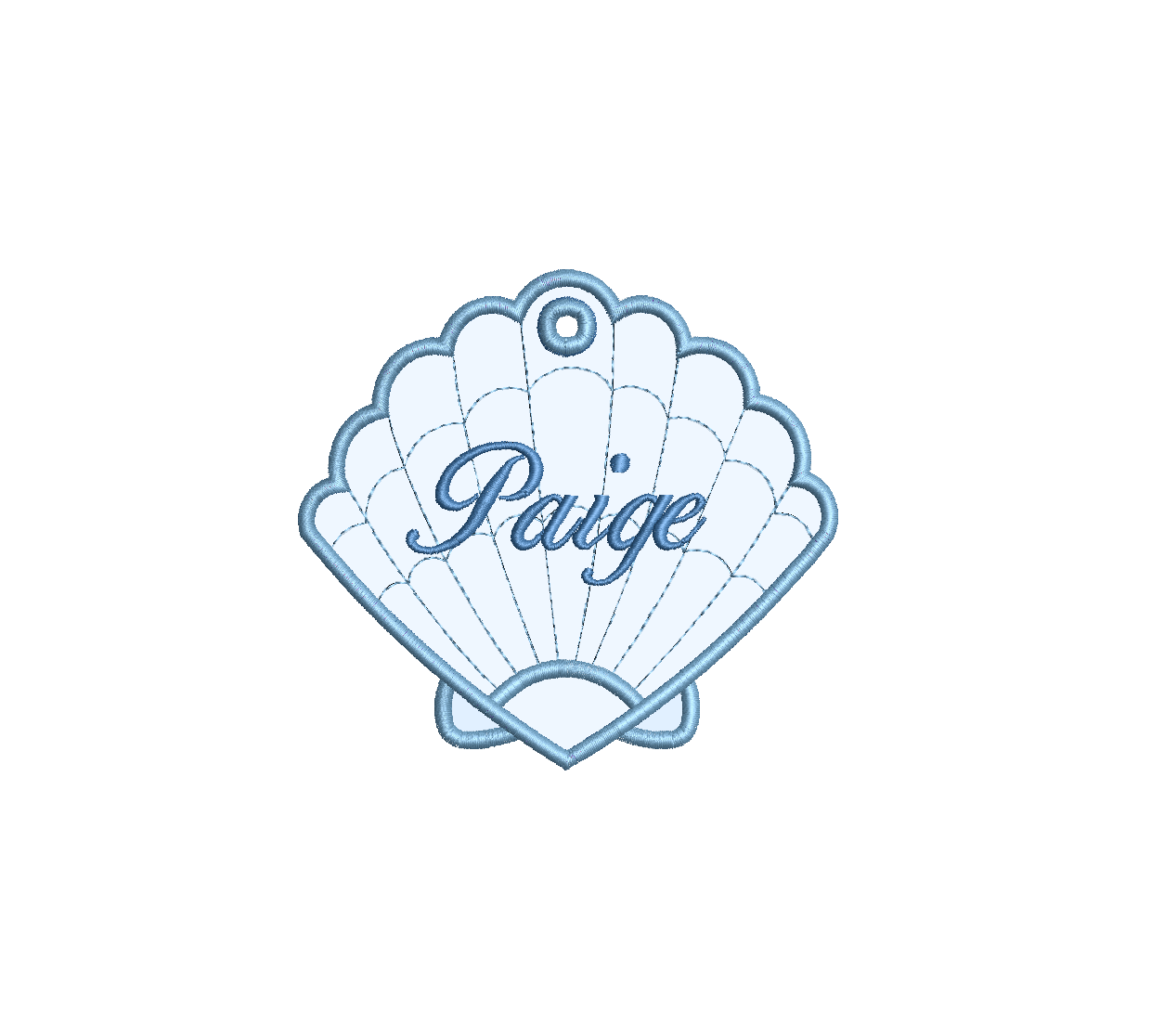 Applique Clam Shell Bag Tag PES DST JEF ++ Machine Embroidery Design, 5 Sizes each, In the Hoop Project, Shell Bag Tag, Instant Download