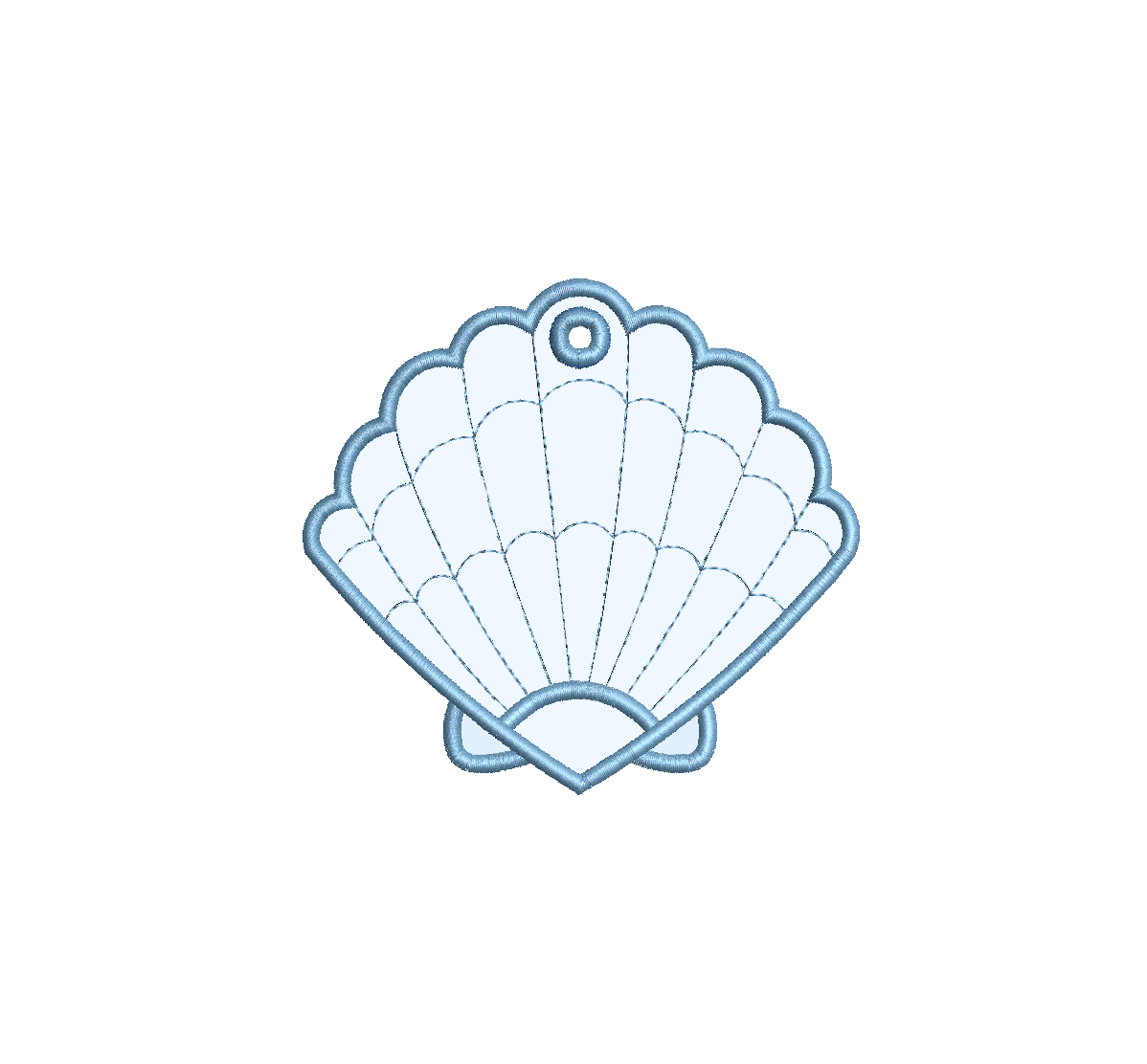 Applique Clam Shell Bag Tag PES DST JEF ++ Machine Embroidery Design, 5 Sizes each, In the Hoop Project, Shell Bag Tag, Instant Download