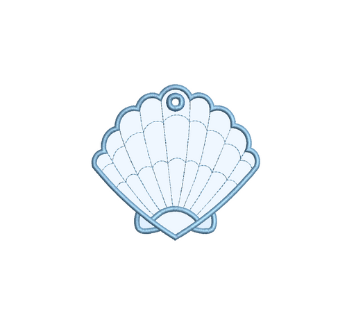 Applique Clam Shell Bag Tag PES DST JEF ++ Machine Embroidery Design, 5 Sizes each, In the Hoop Project, Shell Bag Tag, Instant Download