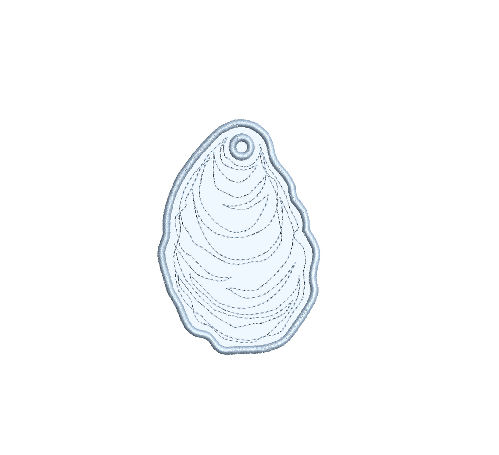 Oyster Applique Bag Tag PES DST JEF ++ Machine Embroidery Design, 5 Sizes, In the Hoop Project, Instant Download