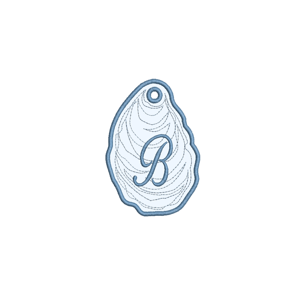 Oyster Applique Bag Tag PES DST JEF ++ Machine Embroidery Design, 5 Sizes, In the Hoop Project, Instant Download