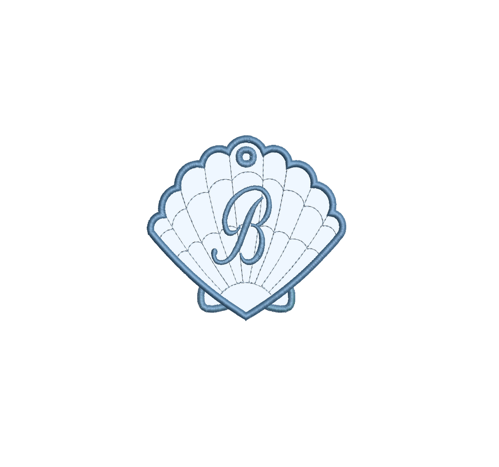 Oyster & Clam Shell Applique Bag Tag PES DST JEF ++ Machine Embroidery Design, 5 Sizes each, In the Hoop Project, Instant Download