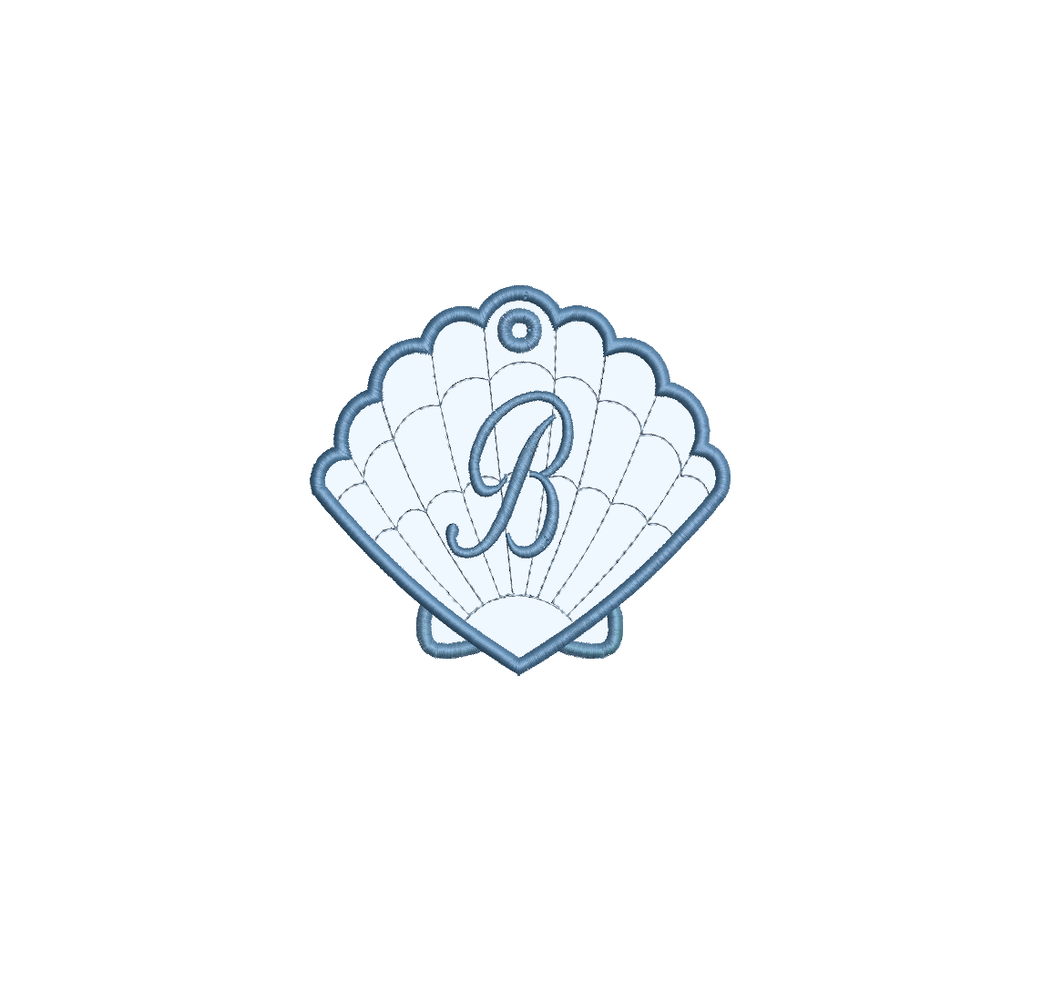 Oyster & Clam Shell Applique Bag Tag PES DST JEF ++ Machine Embroidery Design, 5 Sizes each, In the Hoop Project, Instant Download