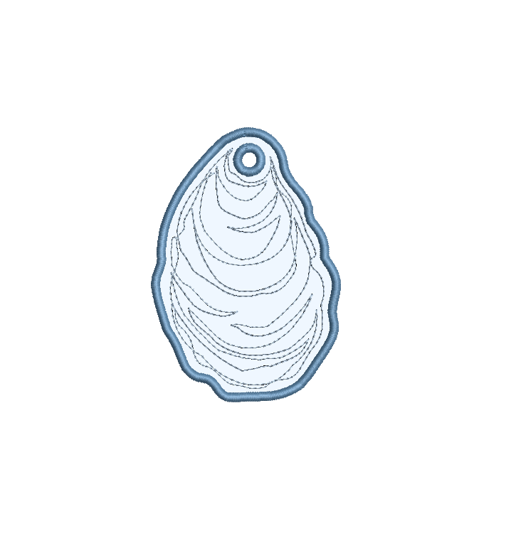 Oyster Applique Bag Tag PES DST JEF ++ Machine Embroidery Design, 5 Sizes, In the Hoop Project, Instant Download