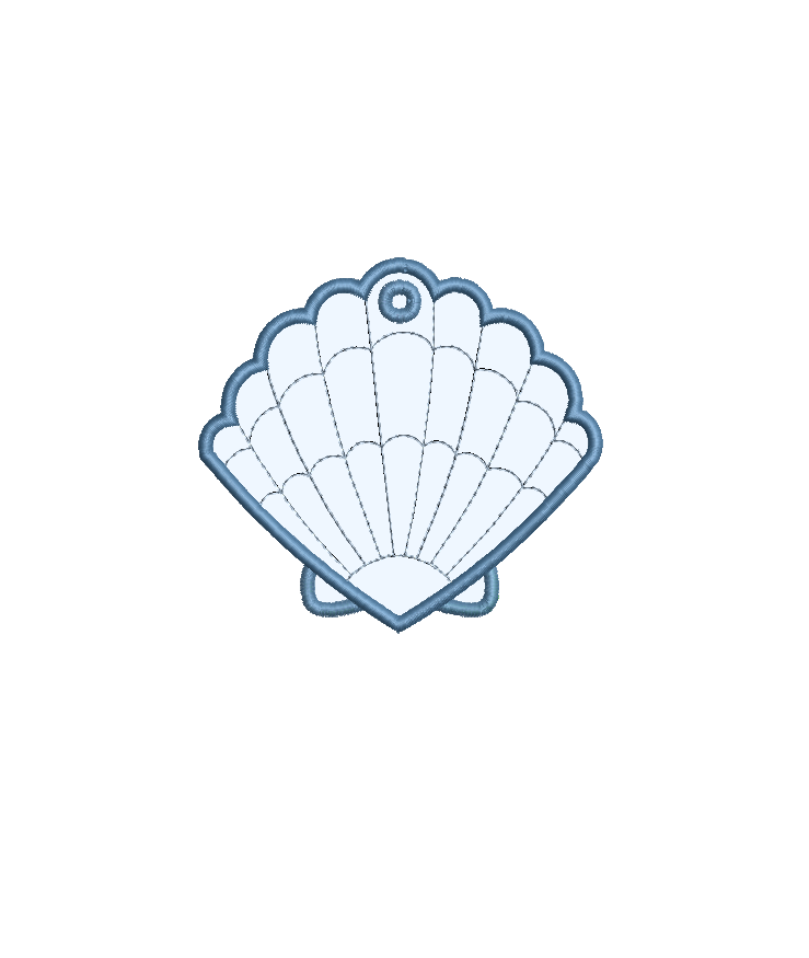 Oyster & Clam Shell Applique Bag Tag PES DST JEF ++ Machine Embroidery Design, 5 Sizes each, In the Hoop Project, Instant Download