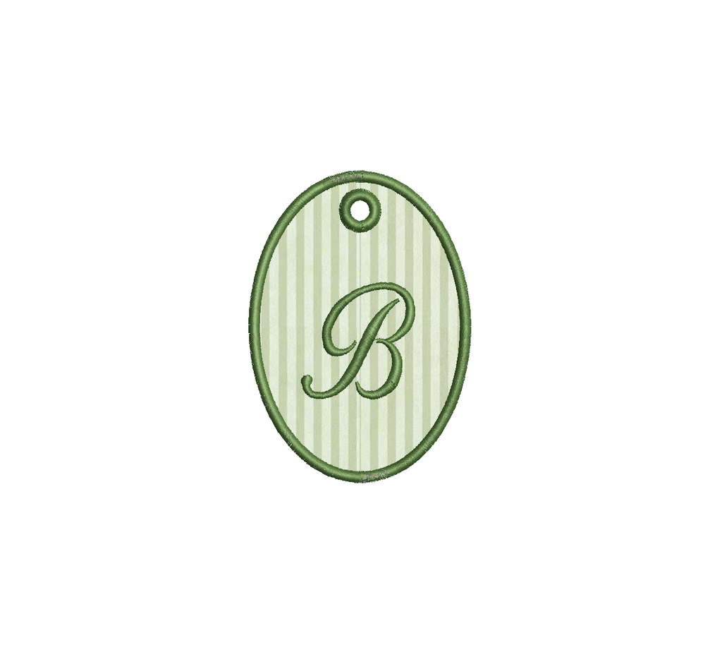 Oval Applique Bag Tag PES DST JEF ++ Machine Embroidery Design, 6 Sizes, in-the-hoop project, Instant Download