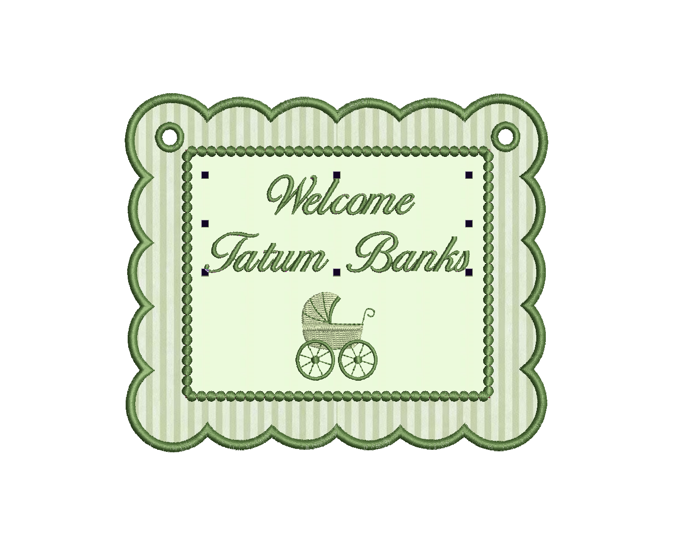Satin Stitch Pearl Applique Baby Banner PES DST JEF ++ Machine Embroidery Design, 4 Sizes, Instant Download
