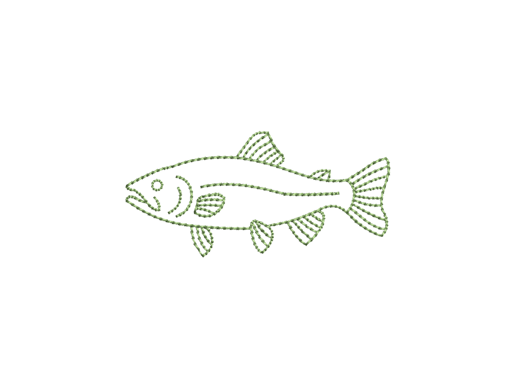 Bean Stitch Fish PES DST JEF ++ Machine Embroidery Design, 5 Sizes, Instant Download