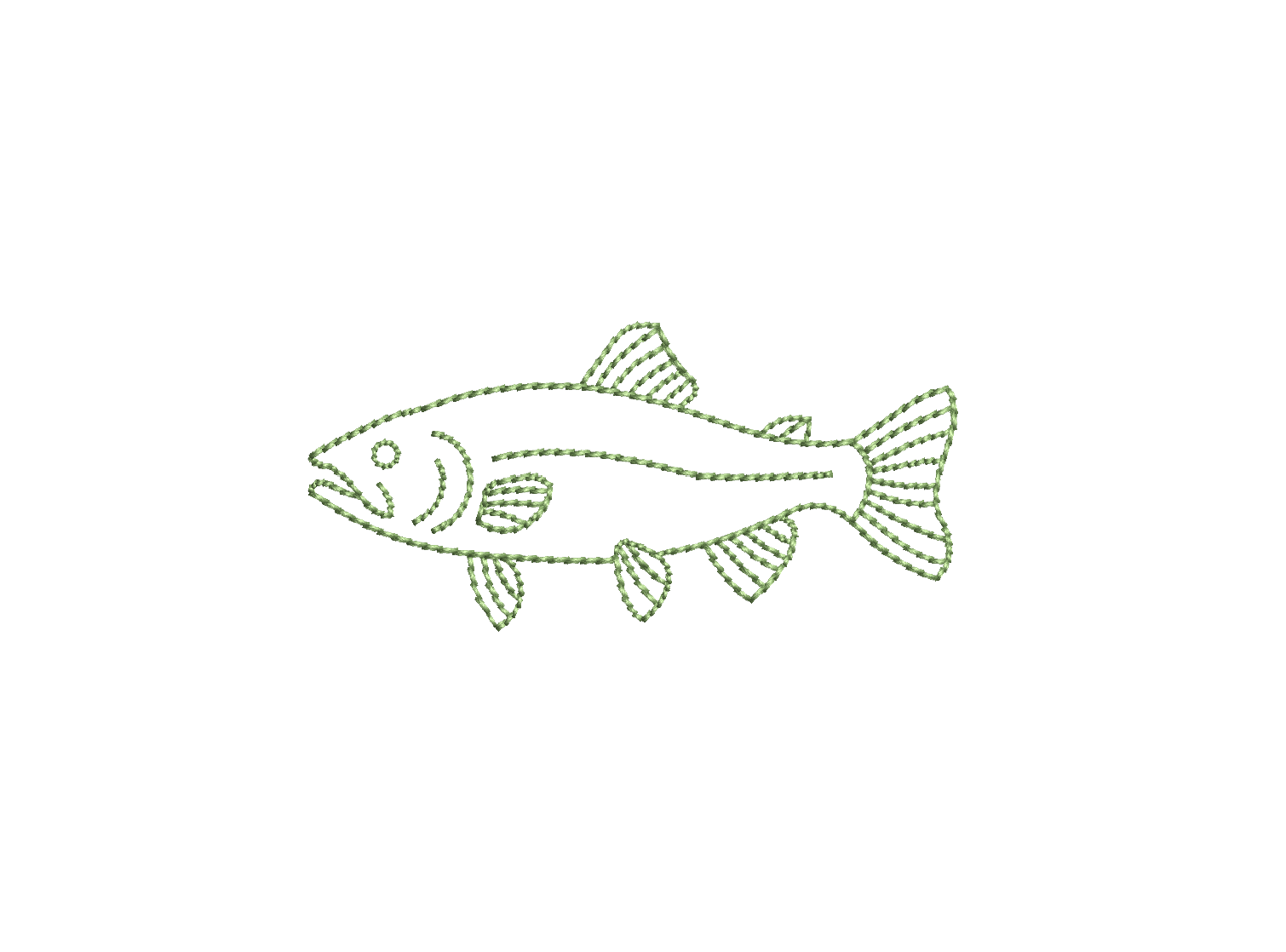 Bean Stitch Fish PES DST JEF ++ Machine Embroidery Design, 5 Sizes, Instant Download