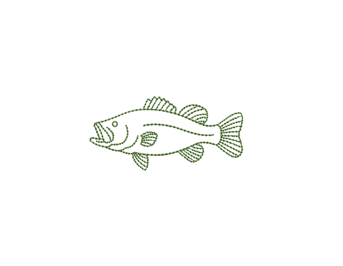 Large Mouth Bass Bean Stitch Outline PES DST JEF ++ Machine Embroidery Design, 5 Sizes, Instant Download