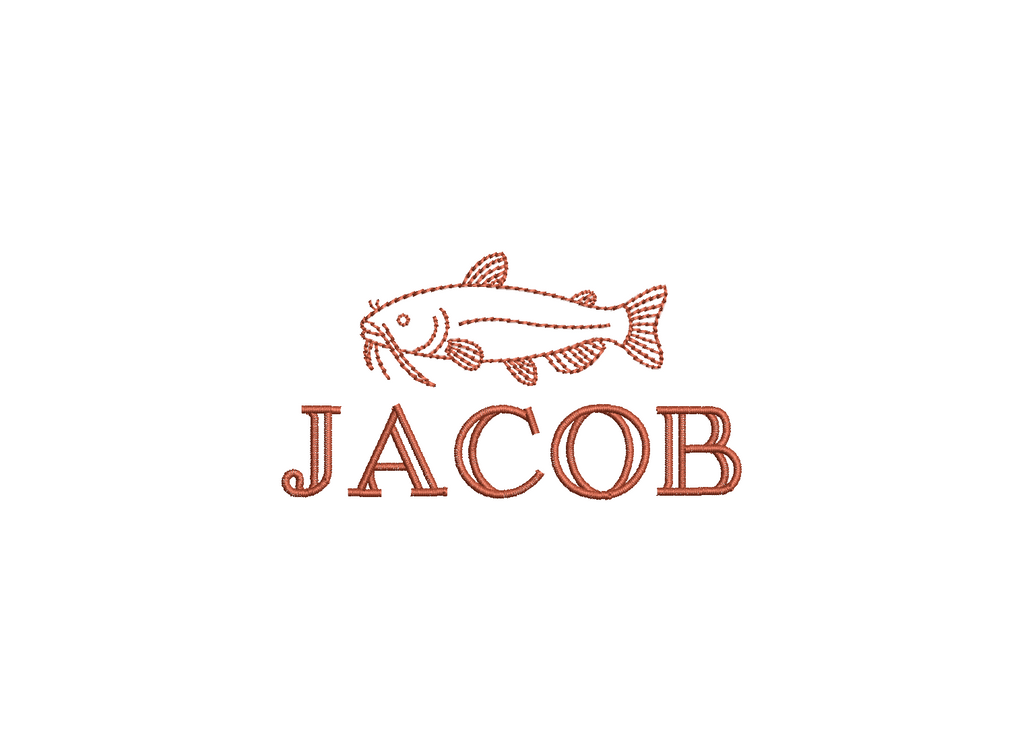 Bean Stitch Catfish PES DST JEF ++ Machine Embroidery Design, 5 Sizes, Instant Download