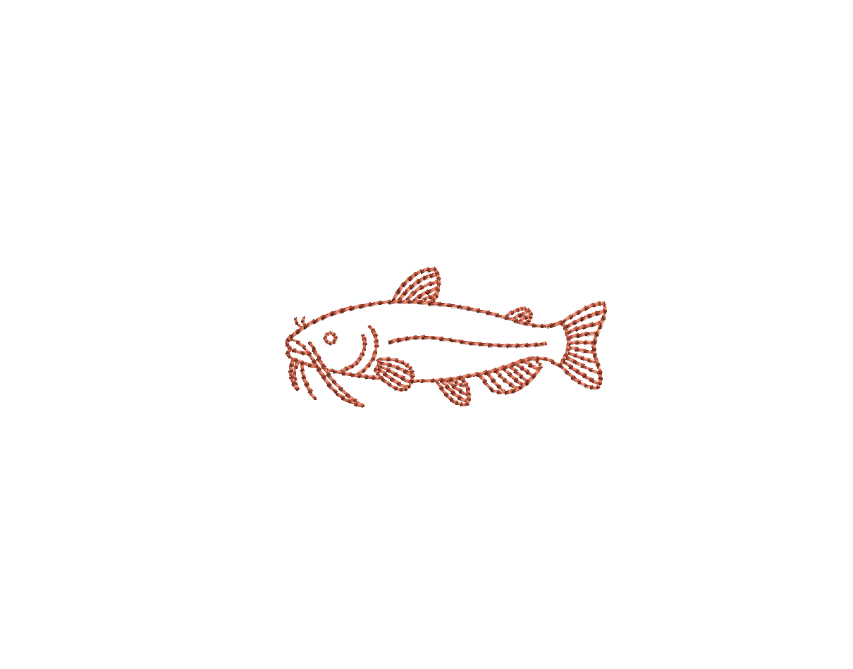 Bean Stitch Catfish PES DST JEF ++ Machine Embroidery Design, 5 Sizes, Instant Download