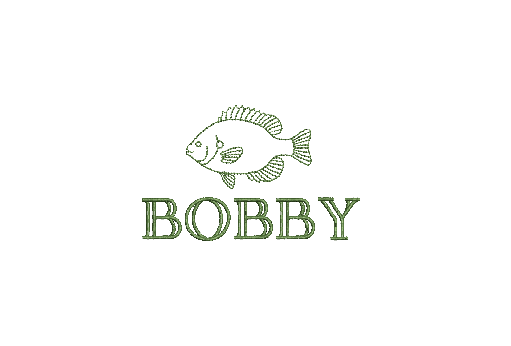 Blue Gill Bean Stitch PES DST JEF ++ Machine Embroidery Design, 5 Sizes, Instant Download