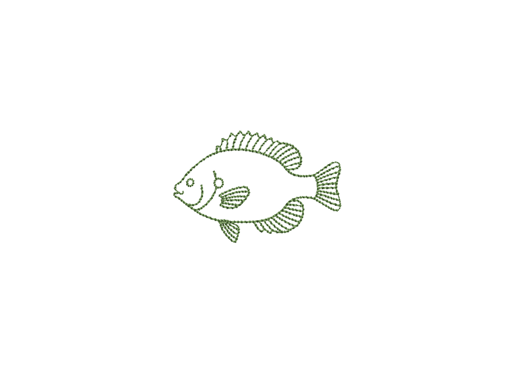 Blue Gill Bean Stitch PES DST JEF ++ Machine Embroidery Design, 5 Sizes, Instant Download