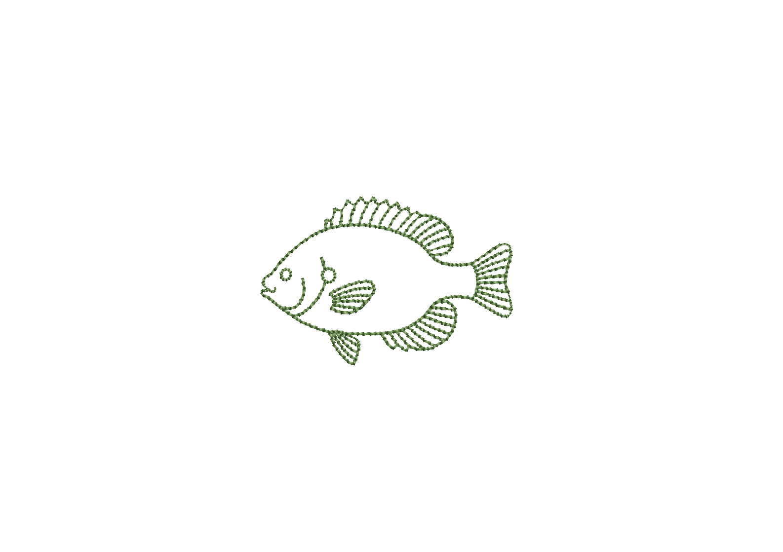 Blue Gill Bean Stitch PES DST JEF ++ Machine Embroidery Design, 5 Sizes, Instant Download