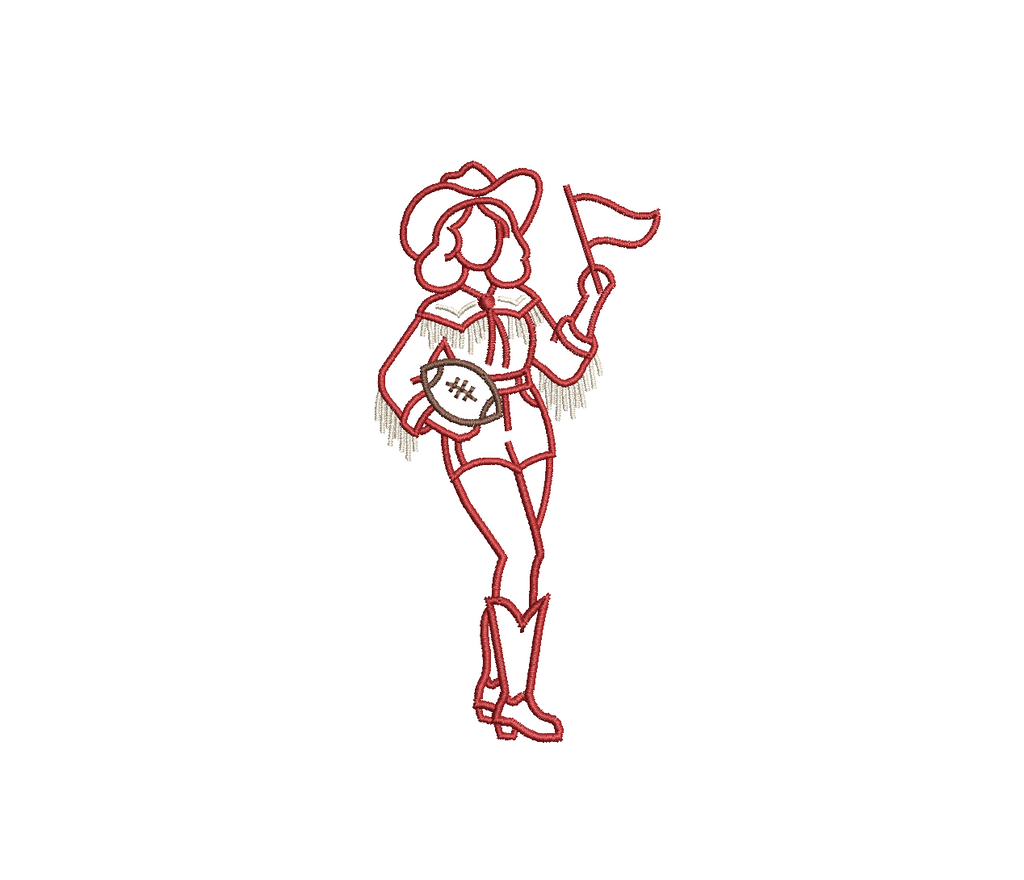 Football Game Day Southern Cowgirl Embroidery Design File PES DST JEF ++ Machine Embroidery Design, 5 Sizes, Instant Download