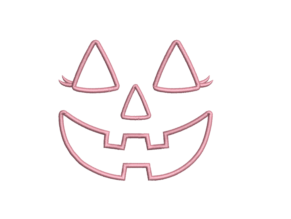 Lady Applique Jack-O-Lantern Happy Face PES DST JEF ++ Machine Embroidery Design, 5 Sizes, in-the-hoop project, Instant Download, pumpkin