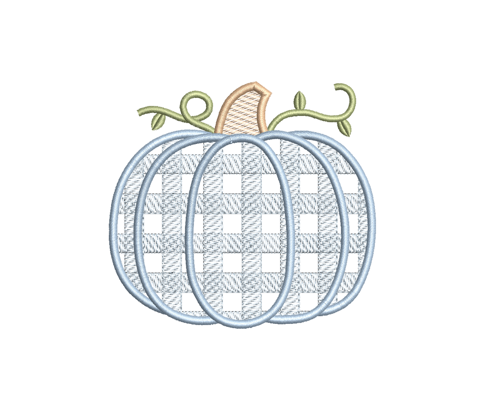 Gingham Pumpkin PES DST JEF ++ Machine Embroidery Design, 6 Sizes, Instant Download