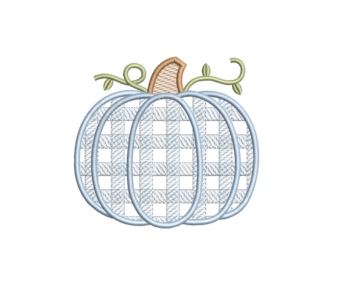 Gingham Pumpkin PES DST JEF ++ Machine Embroidery Design, 6 Sizes, Instant Download