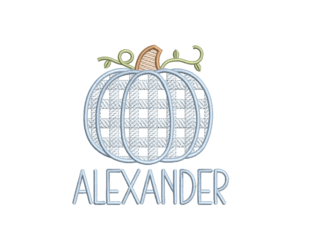 Gingham Pumpkin PES DST JEF ++ Machine Embroidery Design, 6 Sizes, Instant Download