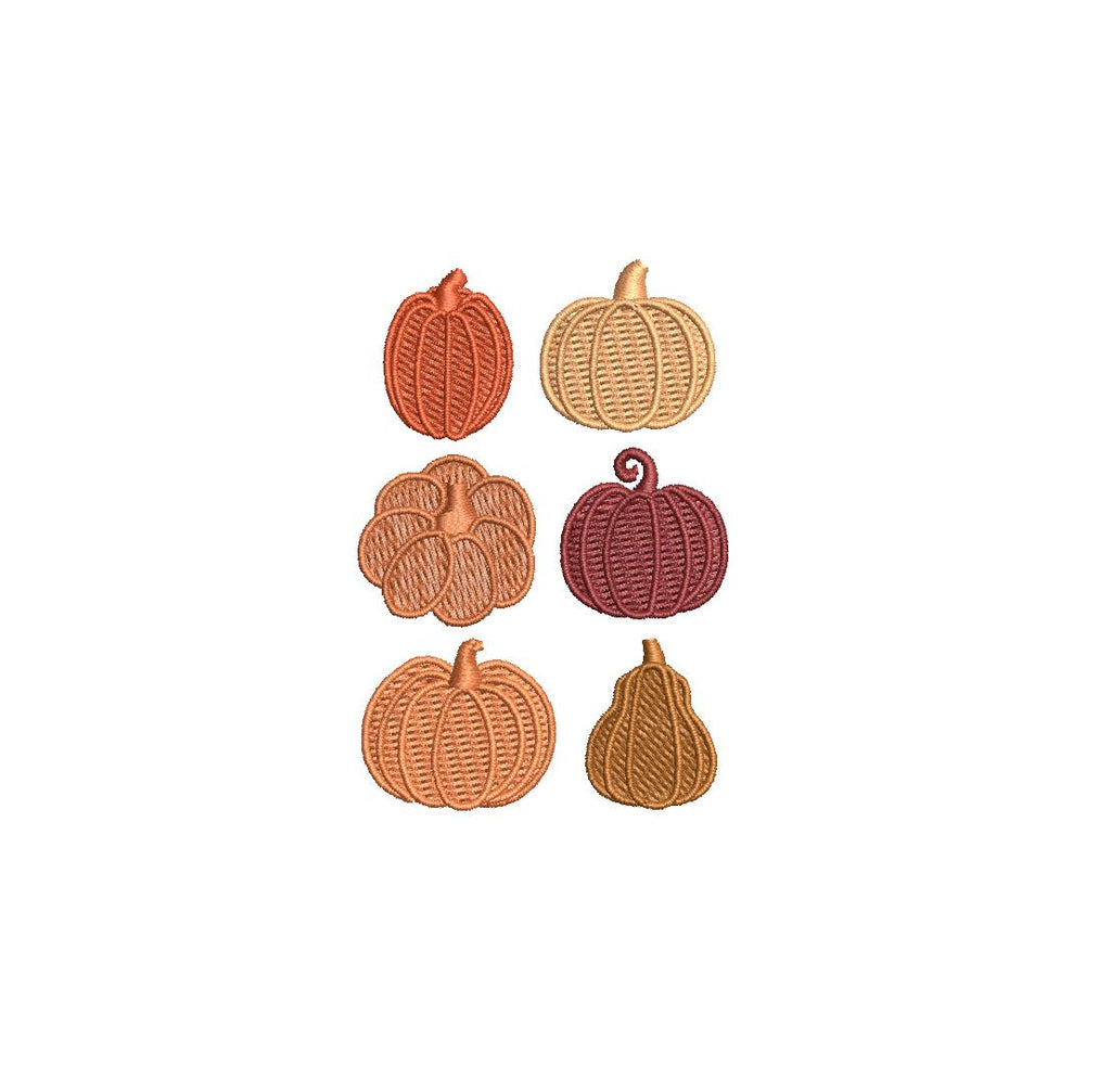 Mini Pumpkin Bundle 6 individual pumpkins PES DST JEF ++ Machine Embroidery Design, 3 Sizes Per Pumpkin, Instant Download