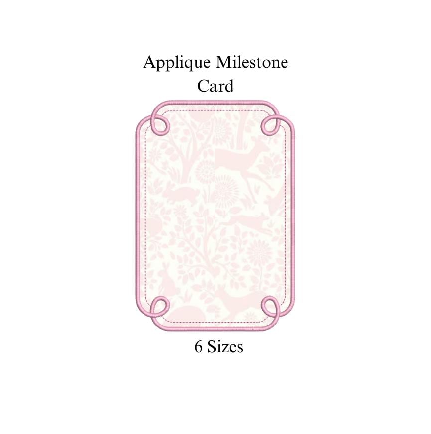 Classic Loop Appliqué Milestone Card PES DST JEF ++ Machine Embroidery Design, 6 Sizes, In-the-Hoop Project, Instant Download