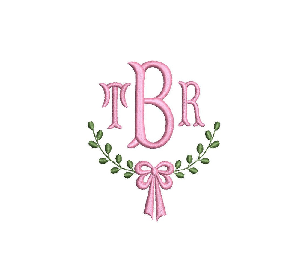 Ivy Monogram Frame with Bow PES DST JEF ++ Machine Embroidery Design, 4 Sizes, Instant Download