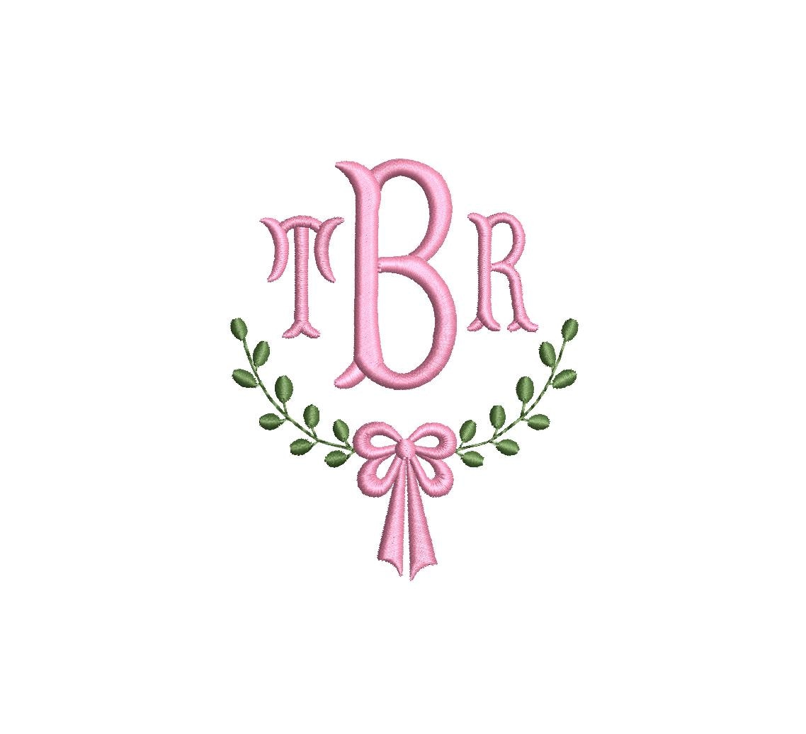 Ivy Monogram Frame with Bow PES DST JEF ++ Machine Embroidery Design, 4 Sizes, Instant Download