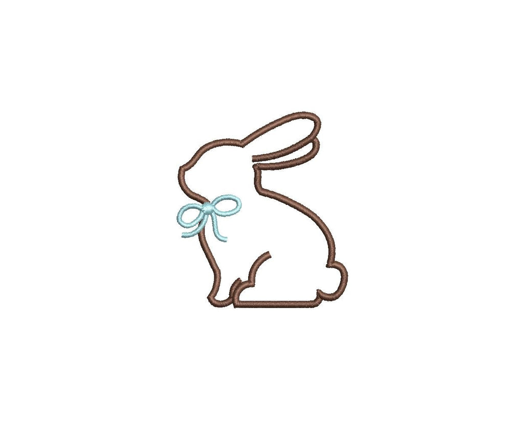 Easter Bunny Outline with Bow PES DST JEF ++ Machine Embroidery Design, 6 Sizes, Instant Download