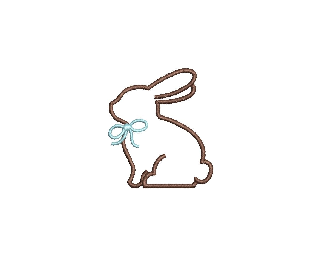 Easter Bunny Outline with Bow PES DST JEF ++ Machine Embroidery Design, 6 Sizes, Instant Download