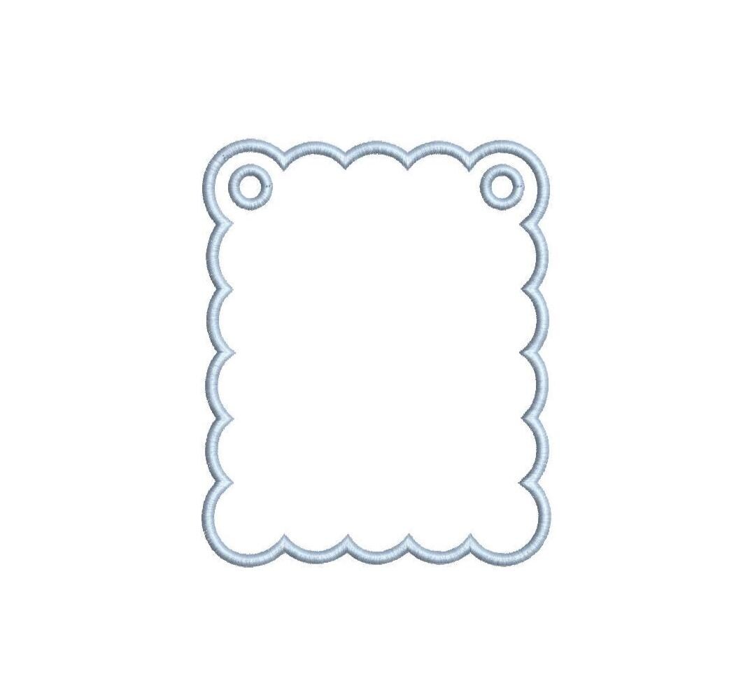 Scalloped Rectangle Applique Bundle (2 Versions) PES DST ++ Machine Embroidery Design, In the Hoop Project, Milestone Card, Banner, Download