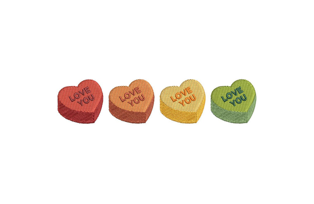 Colorful Line of Hearts 4 Sizes PES DST JEF ++ Machine Embroidery Design Instant Download