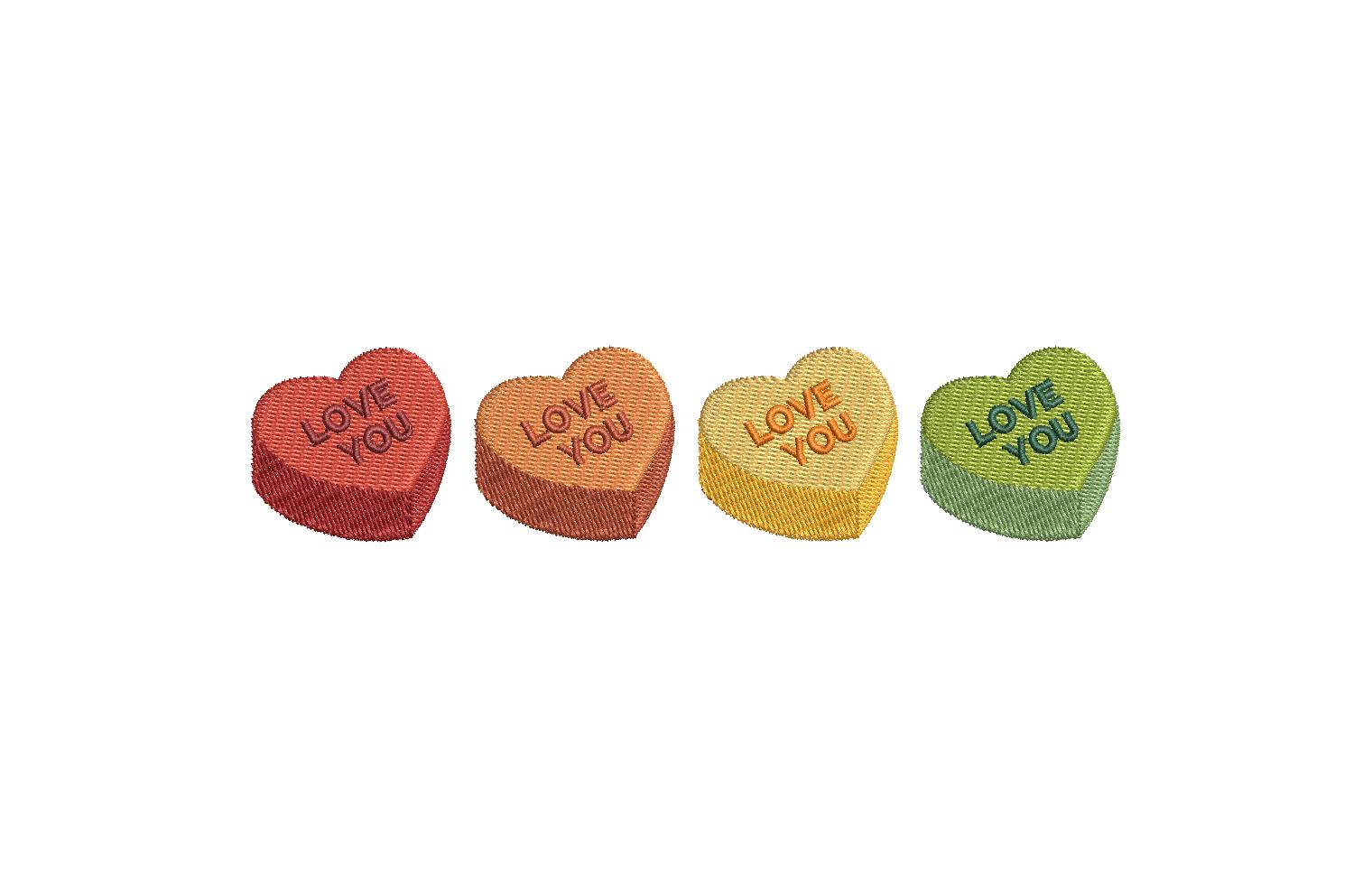 Colorful Line of Hearts 4 Sizes PES DST JEF ++ Machine Embroidery Design Instant Download