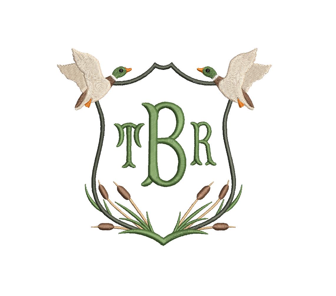 Mallard Duck Crest Monogram Frame PES DST JEF ++ Machine Embroidery Design, 12 Sizes, Instant Download
