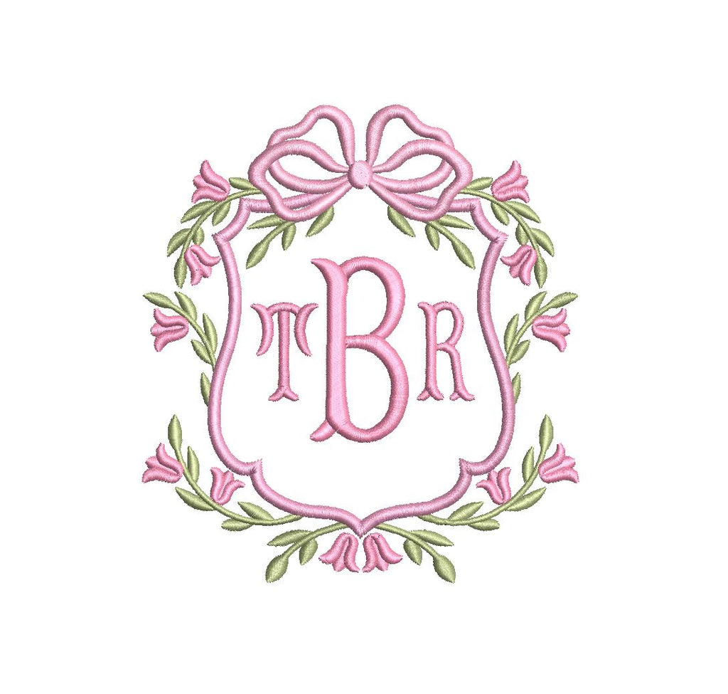 Tulip Monogram Frame PES DST JEF ++ Machine Embroidery Design, 5 Sizes, Instant Download