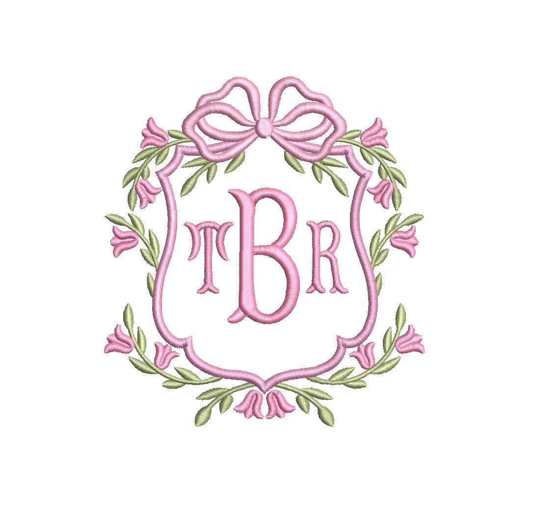 Tulip Monogram Frame PES DST JEF ++ Machine Embroidery Design, 5 Sizes, Instant Download