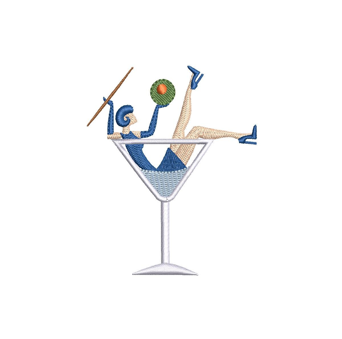 Lady in a Martini PES DST JEF ++ Machine Embroidery Design, 6 Sizes, Instant Download