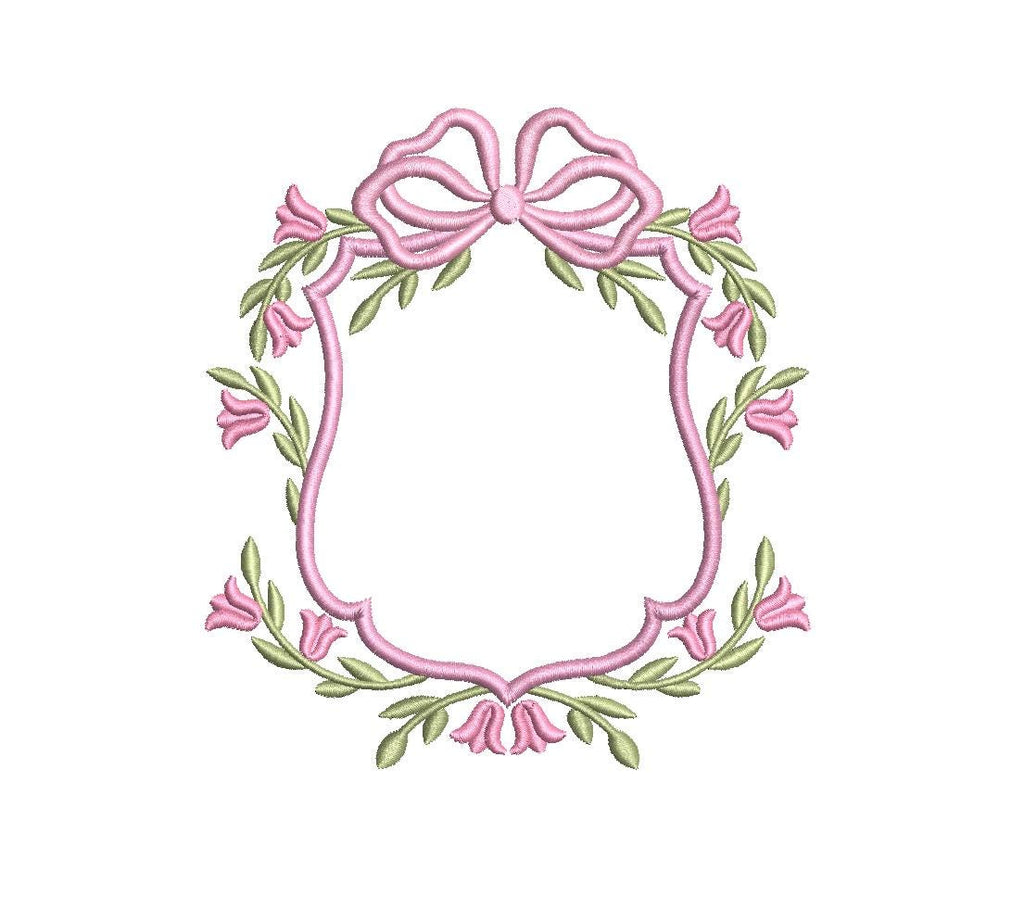 Tulip Monogram Frame PES DST JEF ++ Machine Embroidery Design, 5 Sizes, Instant Download