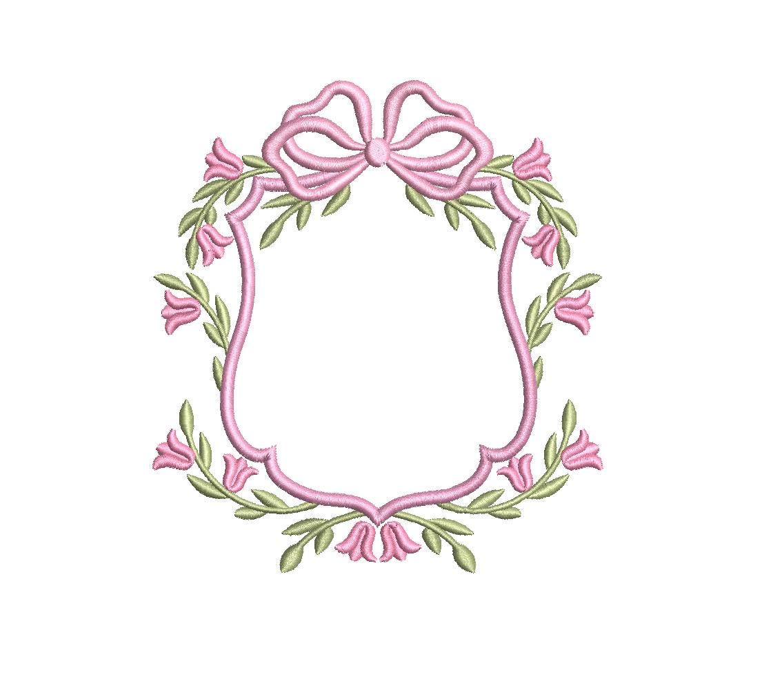 Tulip Monogram Frame PES DST JEF ++ Machine Embroidery Design, 5 Sizes, Instant Download