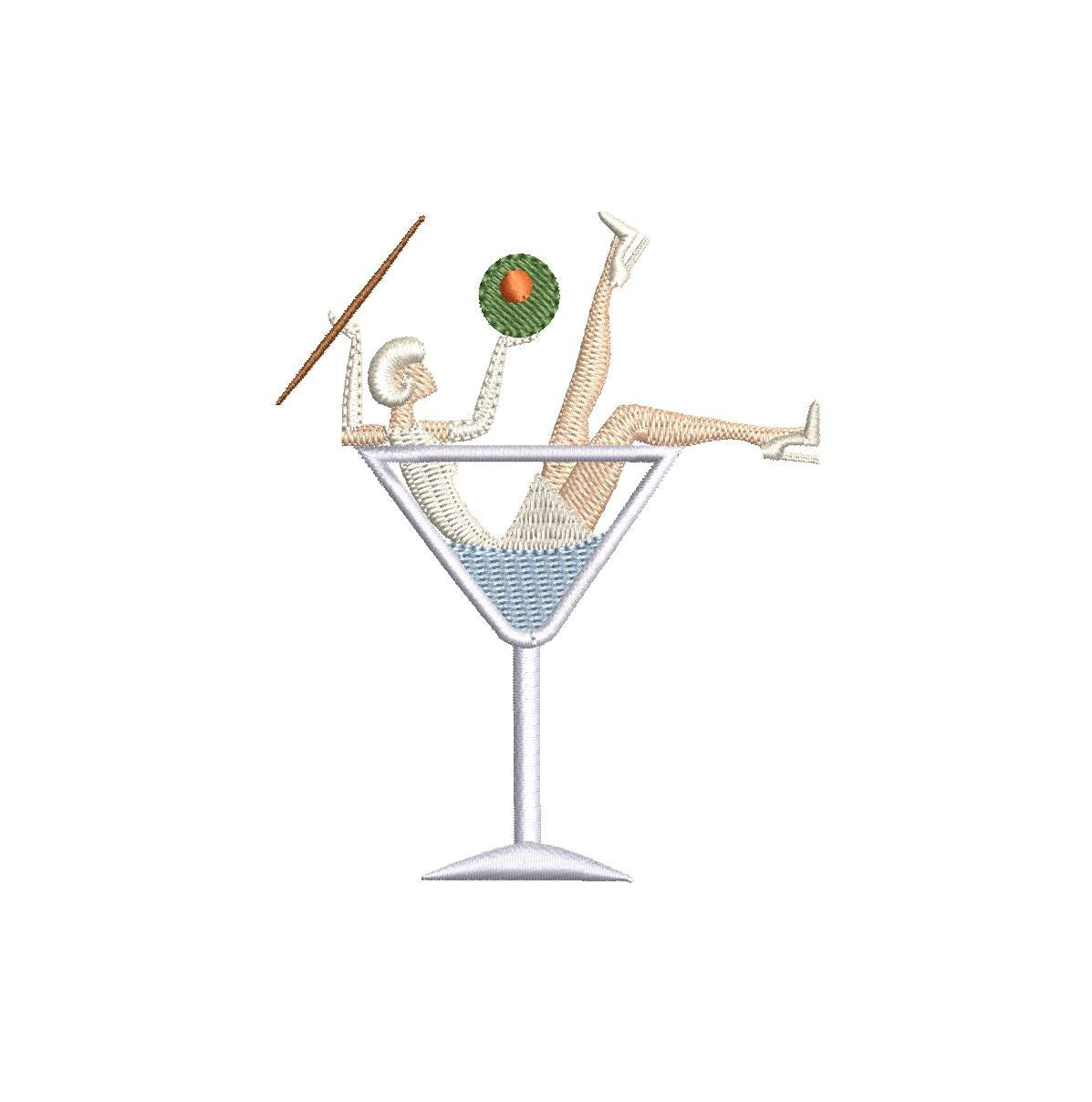 Lady in a Martini PES DST JEF ++ Machine Embroidery Design, 6 Sizes, Instant Download