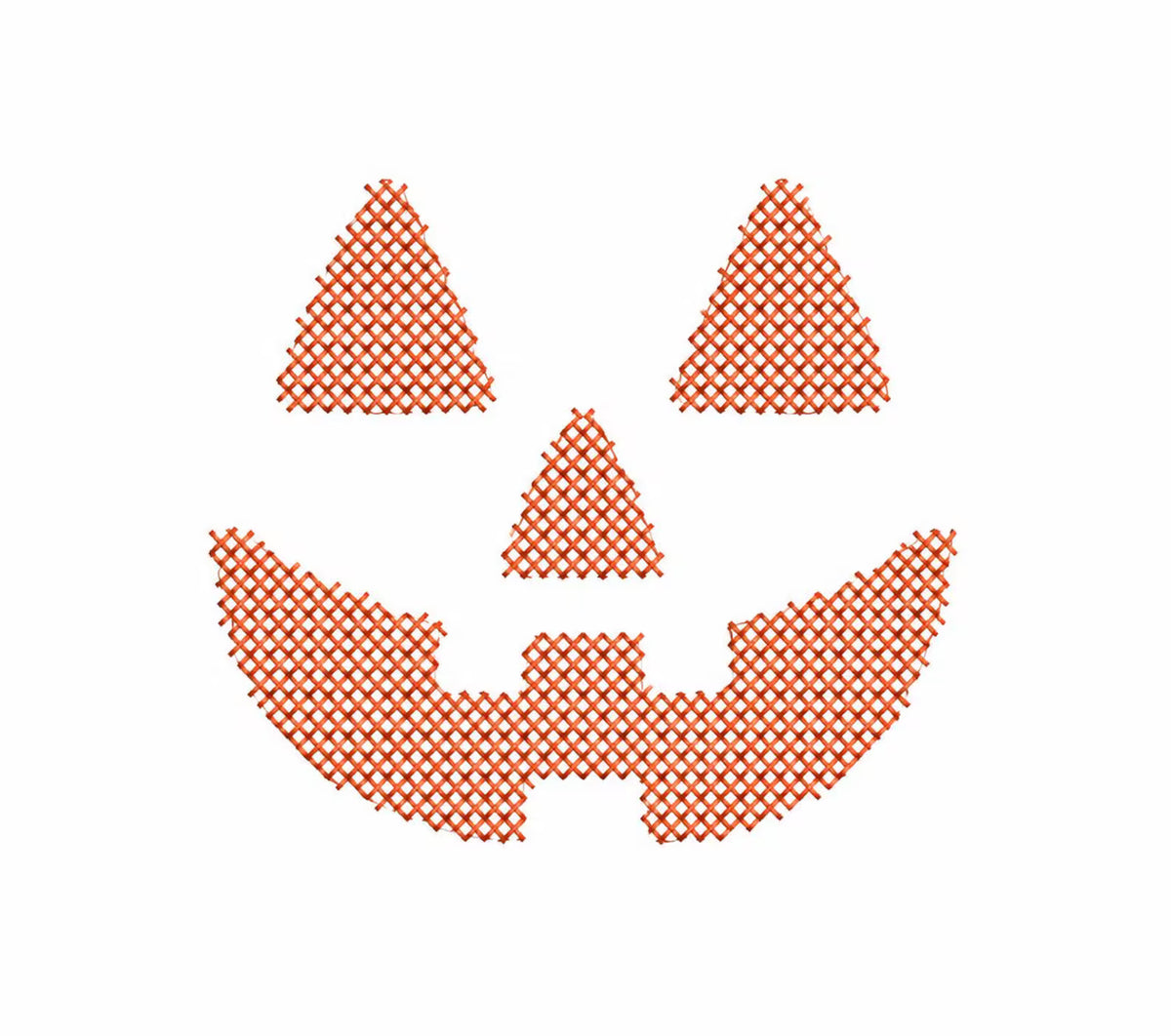 Cross Stitch Jack-O-Lantern Happy Face PES DST JEF ++ Machine Embroidery Design, 7 Sizes, in-the-hoop project, Instant Download, pumpkin