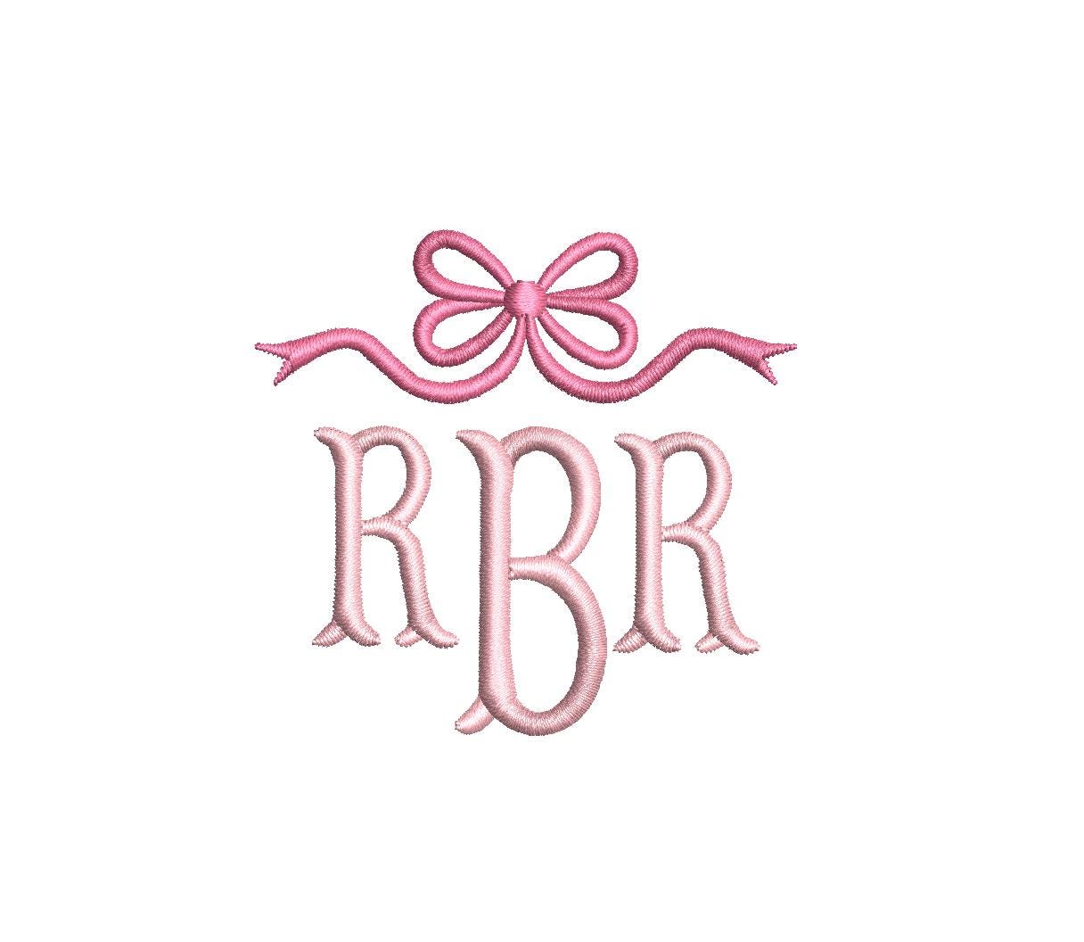 Classic Bow Monogram Frame PES DST JEF ++ Machine Embroidery Design, 7 Sizes, Instant Download