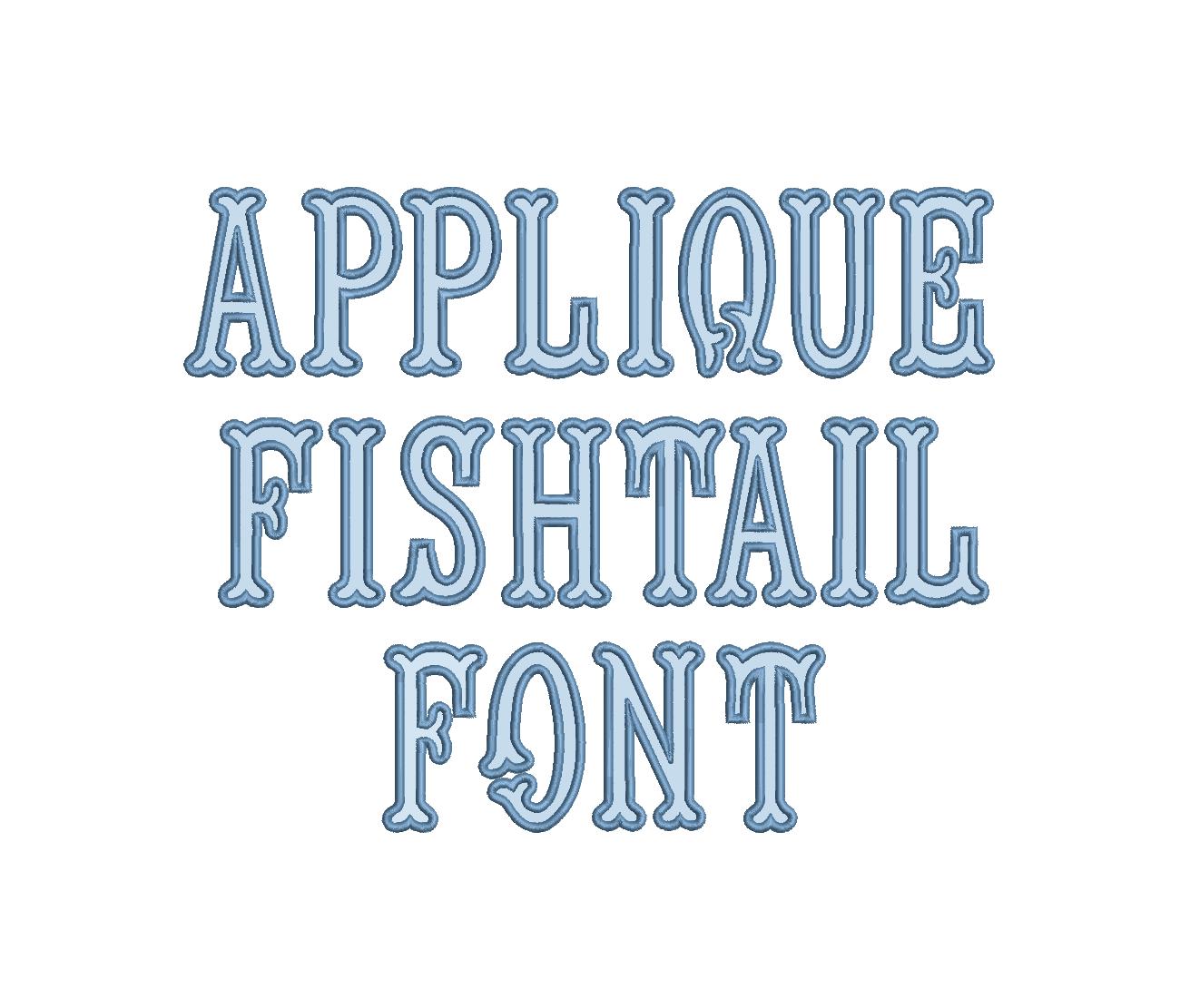 Applique Fishtail Font PES ++ Machine Embroidery Design, 6 Sizes, Instant Download BX available.
