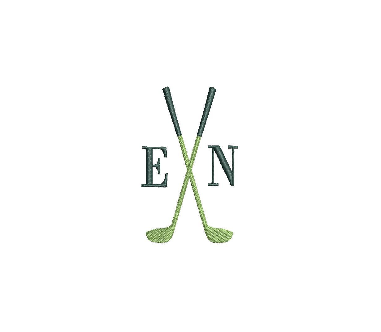 Golf Club Monogram Frame PES DST JEF ++ Machine Embroidery Design, 5 Sizes, Instant Download