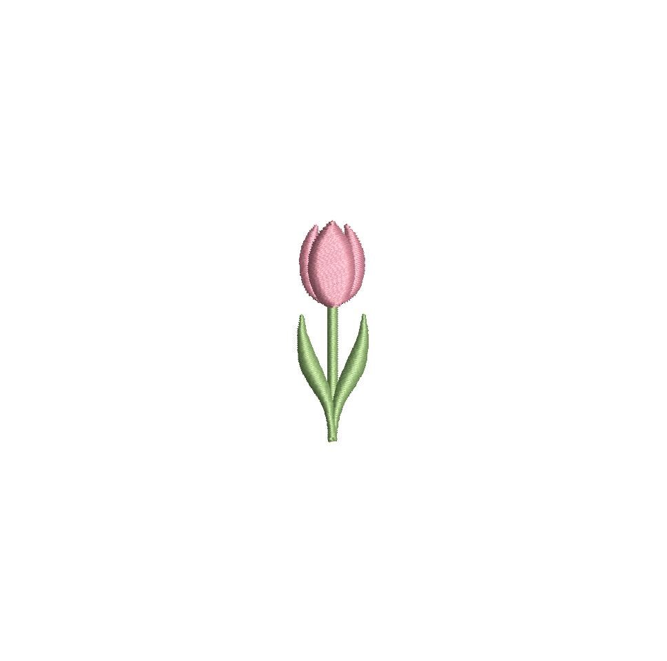 Single Mini Tulip Satin PES DST JEF ++ Machine Embroidery Design, 4 Sizes, Instant Download