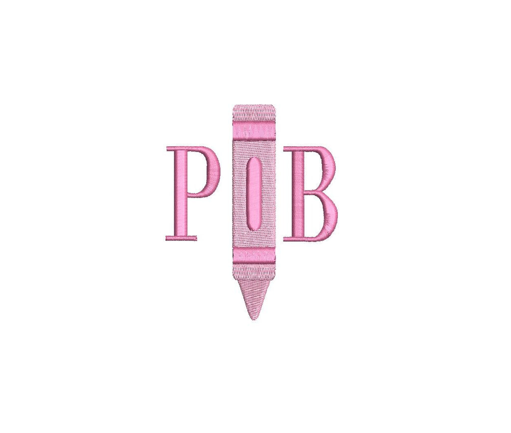 Crayon Monogram Frame PES DST JEF ++ Machine Embroidery Design, 5 Sizes, Instant Download. Back to School