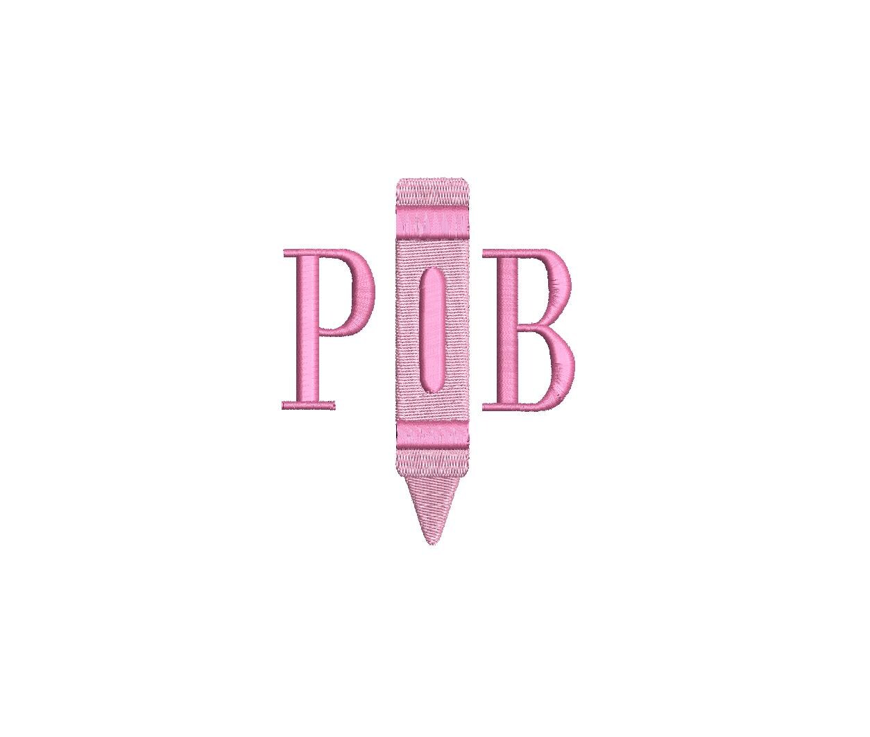 Crayon Monogram Frame PES DST JEF ++ Machine Embroidery Design, 5 Sizes, Instant Download. Back to School