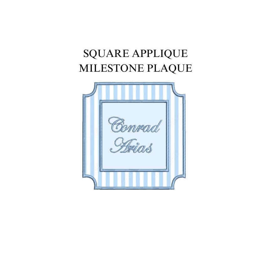 Square Appliqué Milestone Plaque Card PES DST JEF ++ Machine Embroidery Design, 4 Sizes, In-the-Hoop Project, Instant Download