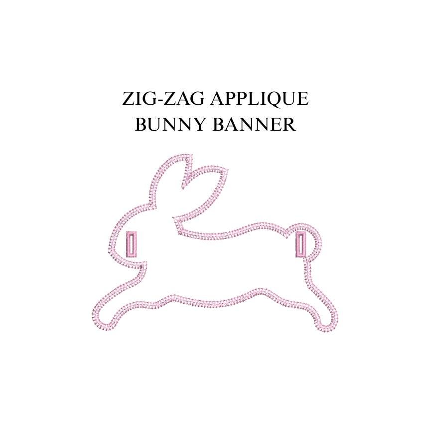 Zig-Zag Stitch Applique Bunny Banner, PES DST JEF ++ Machine Embroidery Design, 5 Sizes, In the Hoop Project, Instant Download